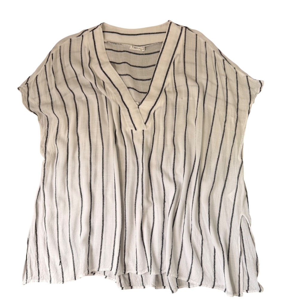 Simple Rayon Lightweight Cap Sleeve Striped Top (4XL Best For 2XL) Breathable